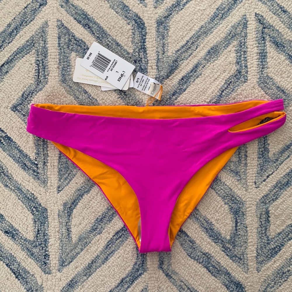L*space One Wave Reversible Bikini Bottom Pink/Orange Size L